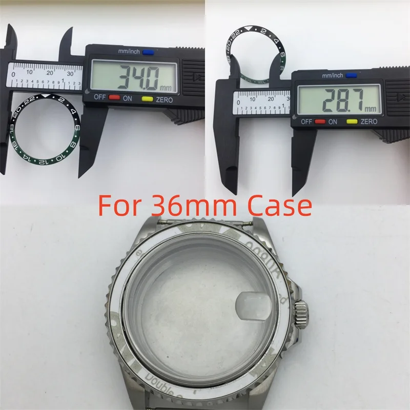 BLIGER 34mm x 28.7mm/35.4mm x 29.2mm Black Blue Green Blue red Black red ceramic Luminous Bezel For SUB 36mm/38mm cases