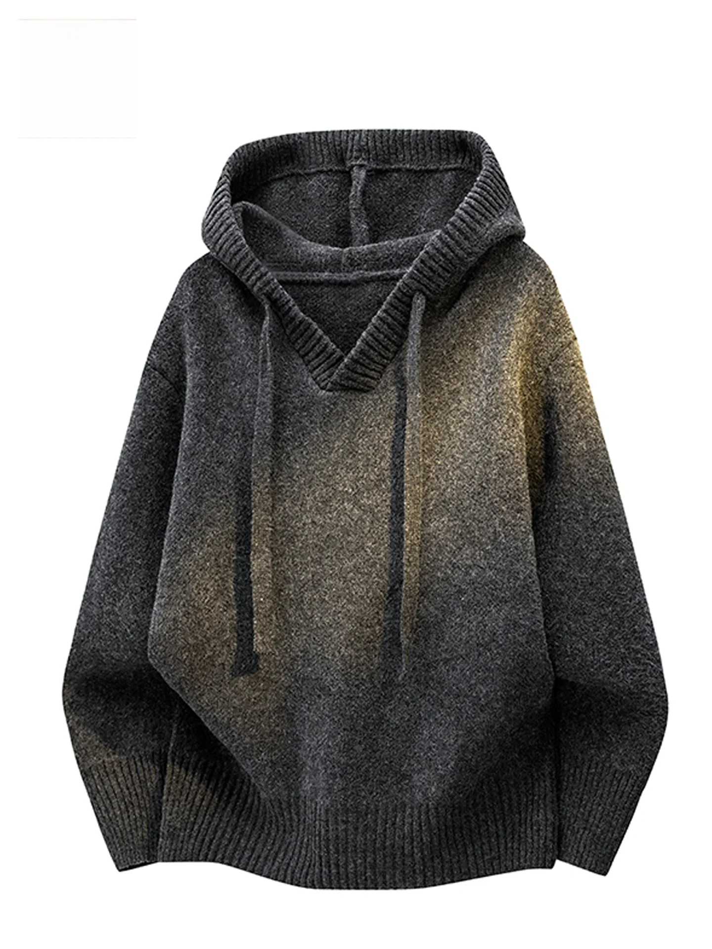 

Thiened Casual Hoodie Knitted Sweater Men's Loose Fit Color Blo Warmth Leisure Sle Zipper Closure Regular Sve Length