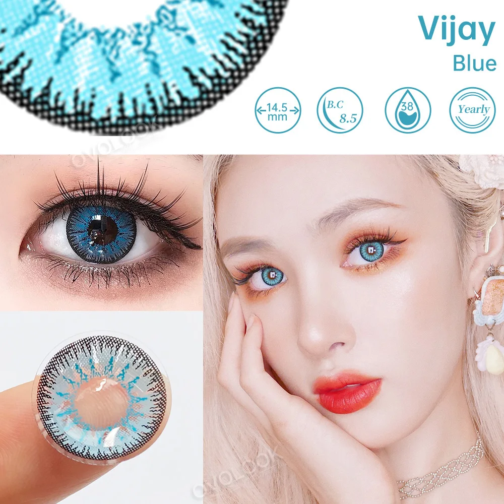 

OVOLOOK-1 Pair/2pcs Halloween Colored Contact Lenses for Eyes Myopia Eye Color Lens Comestic Cosplay Lens Bottle Packing Yearly