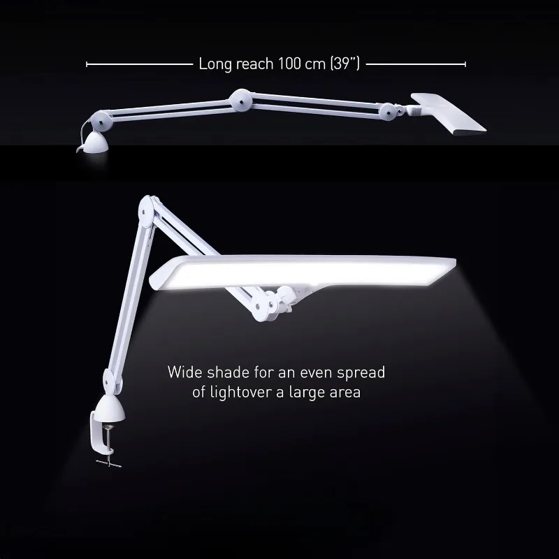 home.Company Lumi Task Lamp,+95 CRI, 4000 Lux,Craft Light,  2 Brightness Levels, Ideal Table Light, Drawing Lamps - Metal - 15 W