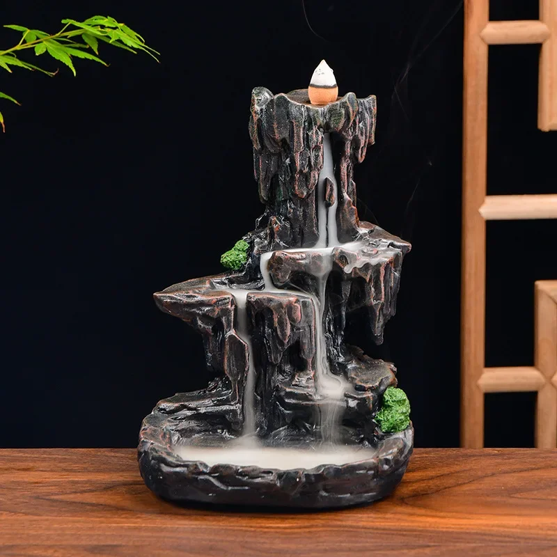 

Waterfall Incense Holder Resin Backflow Mountain Stream Censer