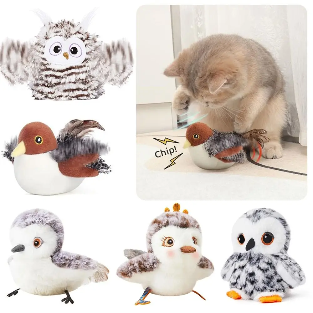 

Перезаряжаемая игрушка для кошек «Хлопающая птица Воробей» USB Яркая интерактивная игрушка для кошек «Летающая птица» Управляемая на ощупь подвесная игрушка