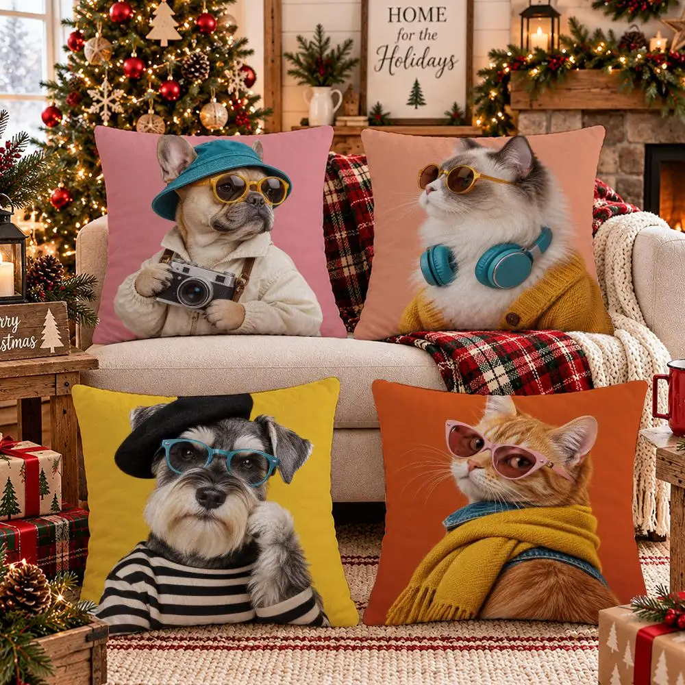 Urban Pet Society Cushion Cover Soft Short Plush Pillow Cover Smooth Cozy Texture Cushion Case Home Decor