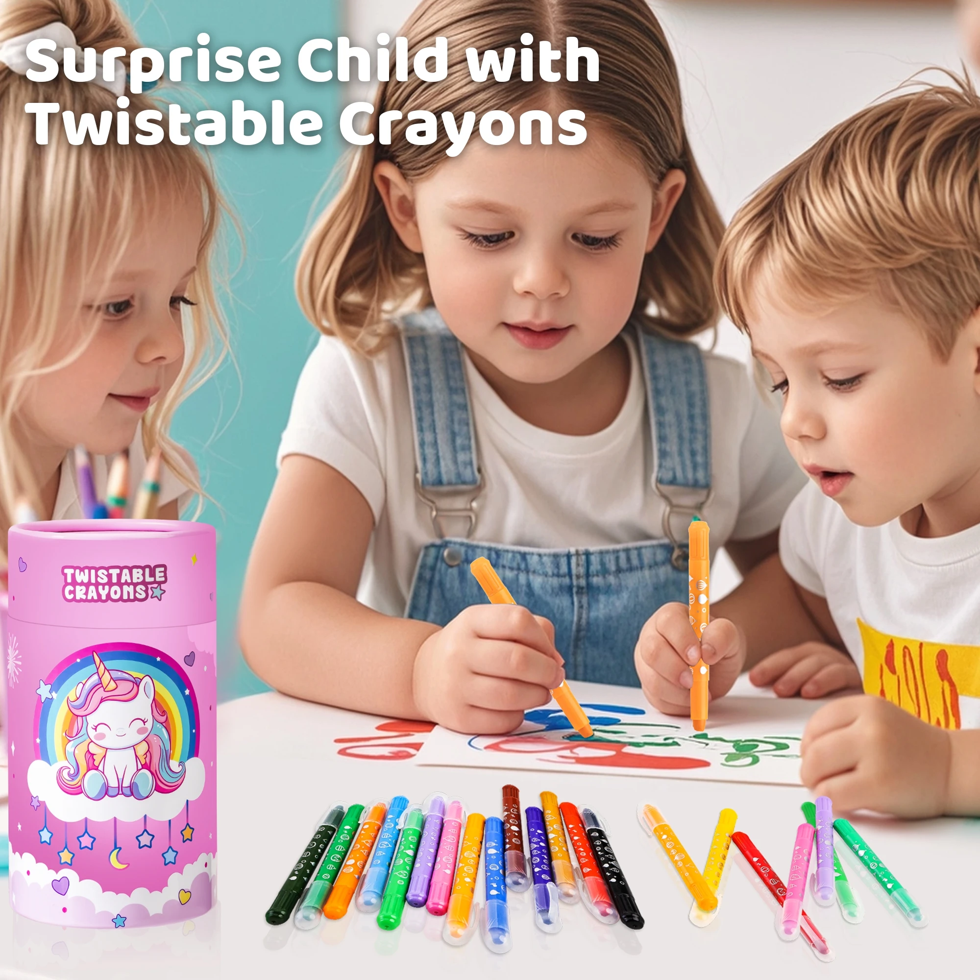 12/24 สียูนิคอร์นดินสอสีขี้ผึ้งสําหรับเด็กล้างทําความสะอาดได้ & Erasable Crayons ชุดสําหรับเด็กทารก Quick Drying Crayon ของขวัญวันเกิด