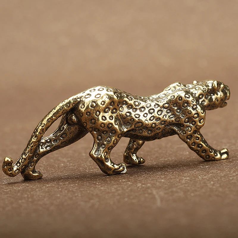 Neue Messing-Vintage-Gepardenfigur Kleine Tischdekoration Glücksbringer Leoparden-Figurine Miniatur-Kunsthandwerk Dekoration – Detail 2