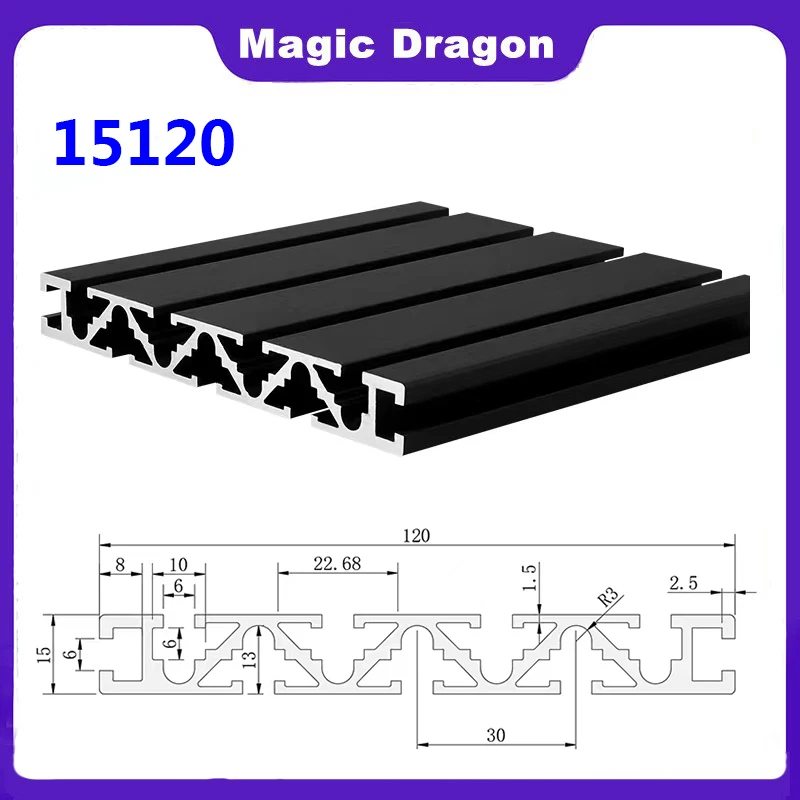 15120 Aluminum Profile Extrusion 100mm to 1000mm Length Anodized Linear Rail 15x120 mm for DIY 3D Printer Workbench CNC Parts