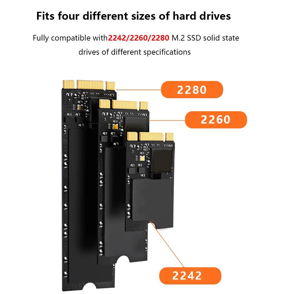 TISHRIC RGB Enclosure NVME/NGFF SSD Case Portable Hard Drive Box Type-C/3.1 SSD Dual Protocol Hard Drive Box for PC Laptop