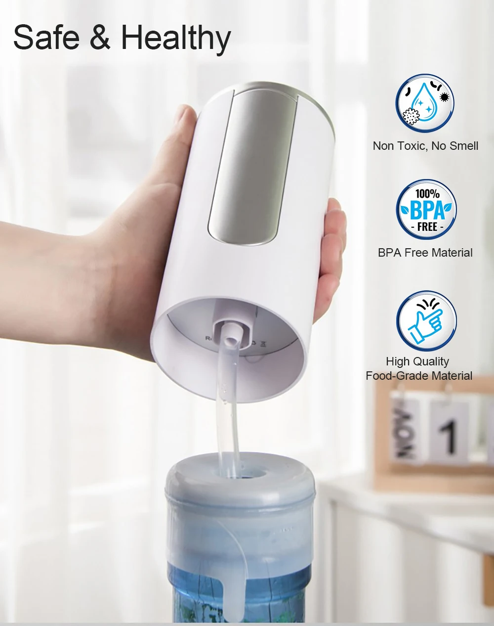 Electric Water Gallon Bottle Pump Automatic Folding Water Dispenser Pump 19 Liters Rechargeable Foldable Desk Water Bottle Pump