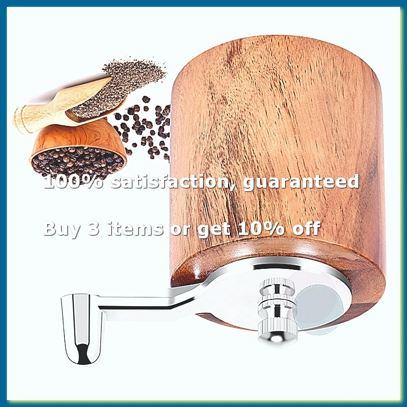 ●Pepper Mill, Hand Crank Wood Pepper Grinder with Classic Handle and Adjustable Ceramic Rotor