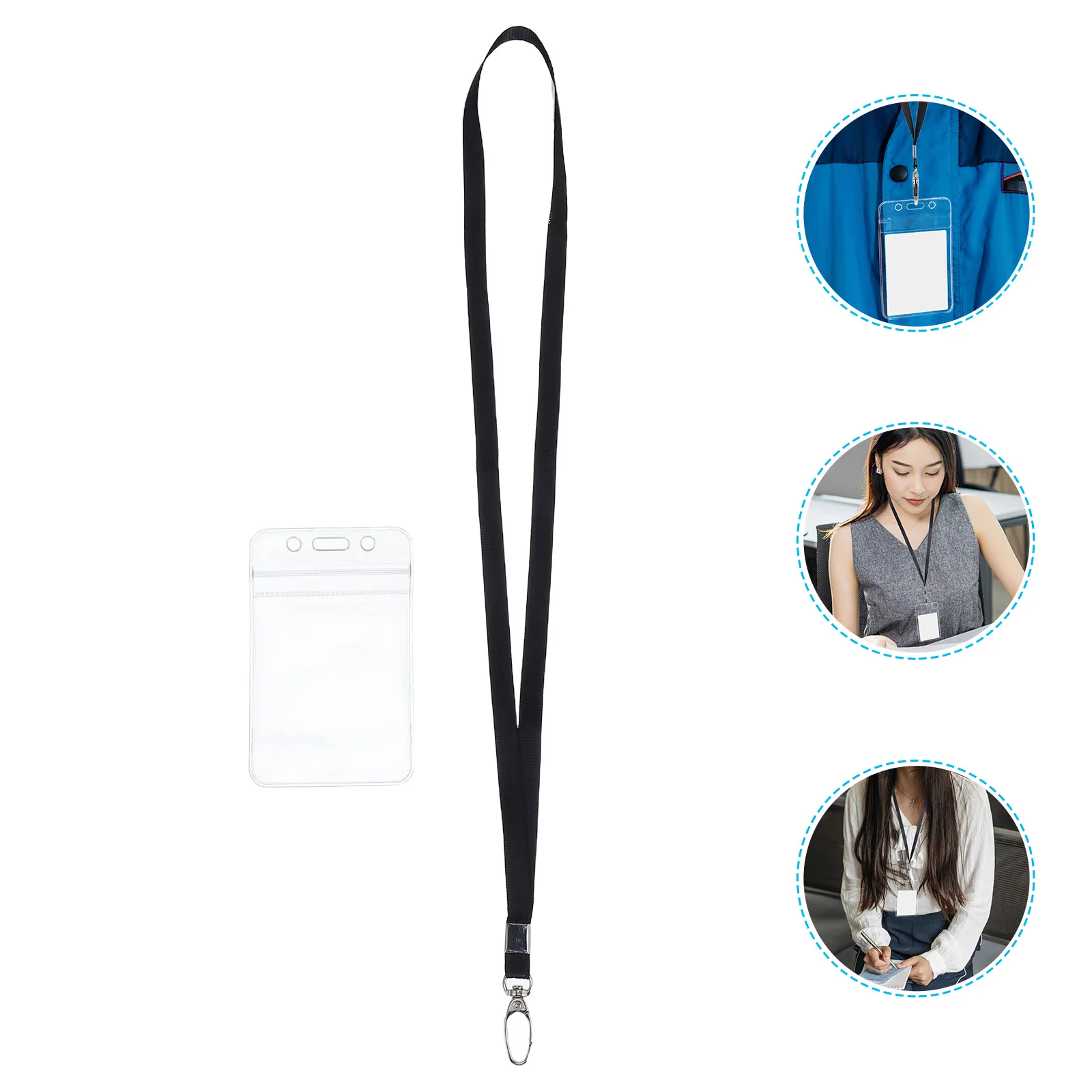 

10 Sets Card Holder with Lanyard Clear Badge Holders Sleeve Polyester Name Tags