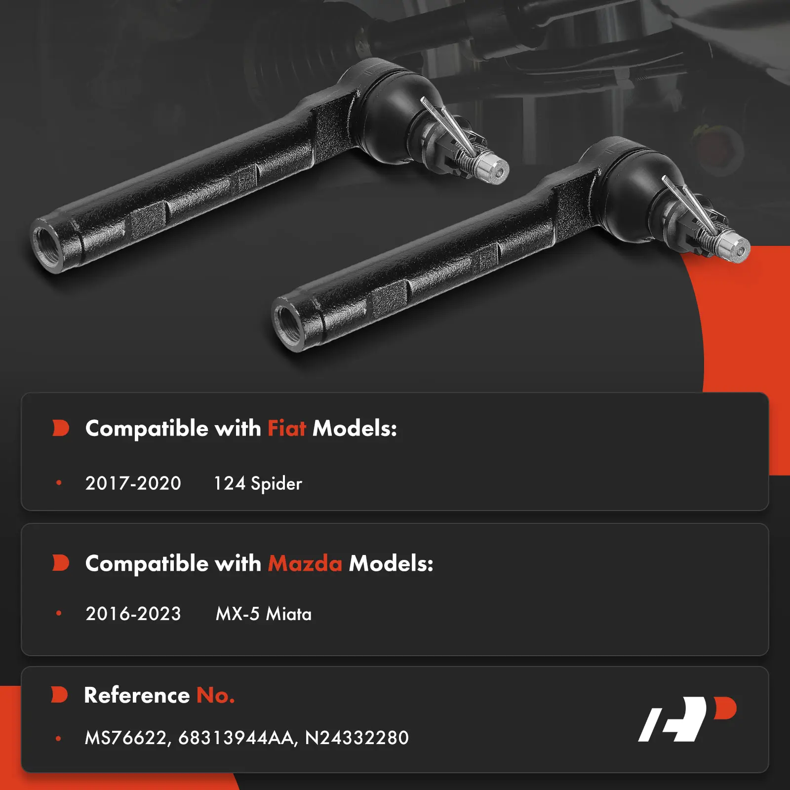 A-Premium 2x Front Outer Steering Tie Rod End for Mazda MX-5 Miata 2016-2023 Fiat 124 Spider 2017-2020