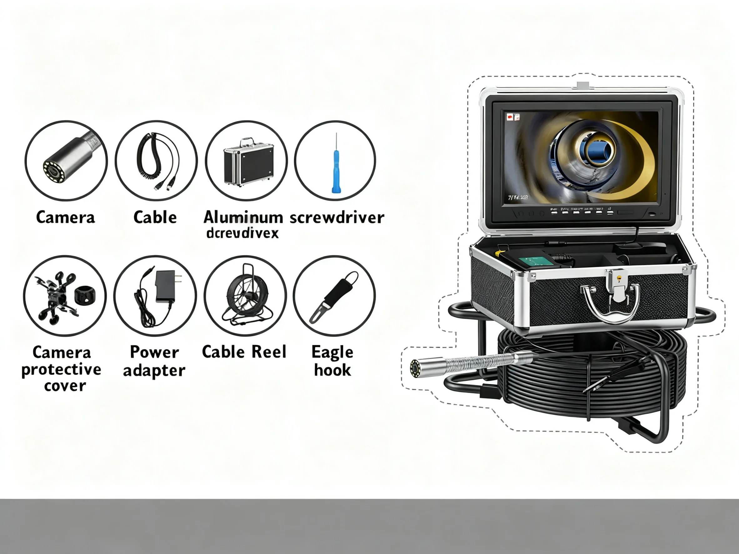 waterproof Sewer Camera high - definition with 5X Zoom Video Record 4500mAh Battery for Sewer Drain Pipe Inspection