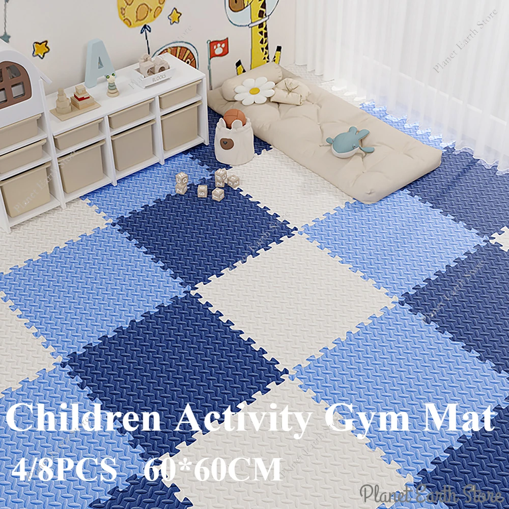 4/8PCS 60*60CM EVA Foam Rug Floor Mat for Children 1CM Thick Room Eco-Friendly Puzzle Mat Montage Baby Activity Gym Mat