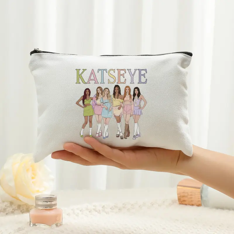 KATSEYE World Tour Kpop Fan Gifts Women Cosmetic Bag Lightweight Makeup Bags Organizer Closure Portable Travel Toiletry Pouch