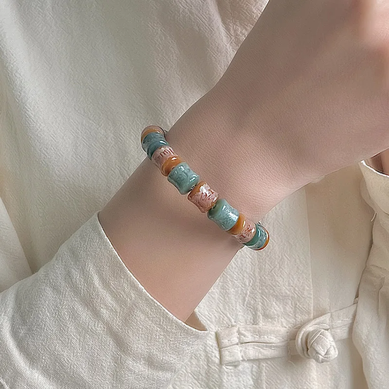 Six-Word Motto Multi--Section Bodhi Bead Bracelet, Student-Friendly, Soft And Flexible,