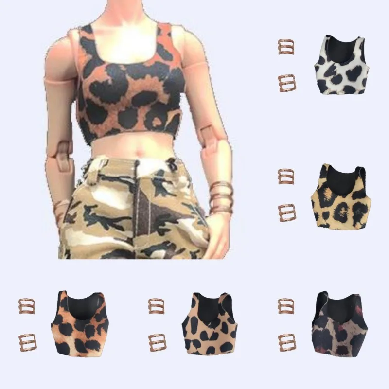 

1/6 Scale Short Types High Elasticity Leopard Printing Vest Tops Clothes Model for 12 Inch Doll Body Display