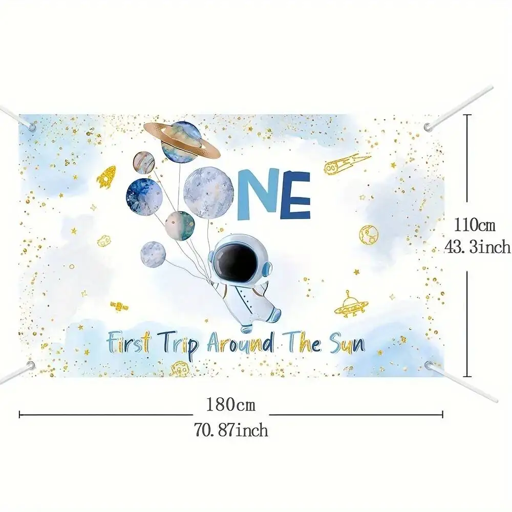 Trip Around The Sun Galaxy Theme Outer Space Backdrop First Birthday Party Decor Solar System Supplies For Kids