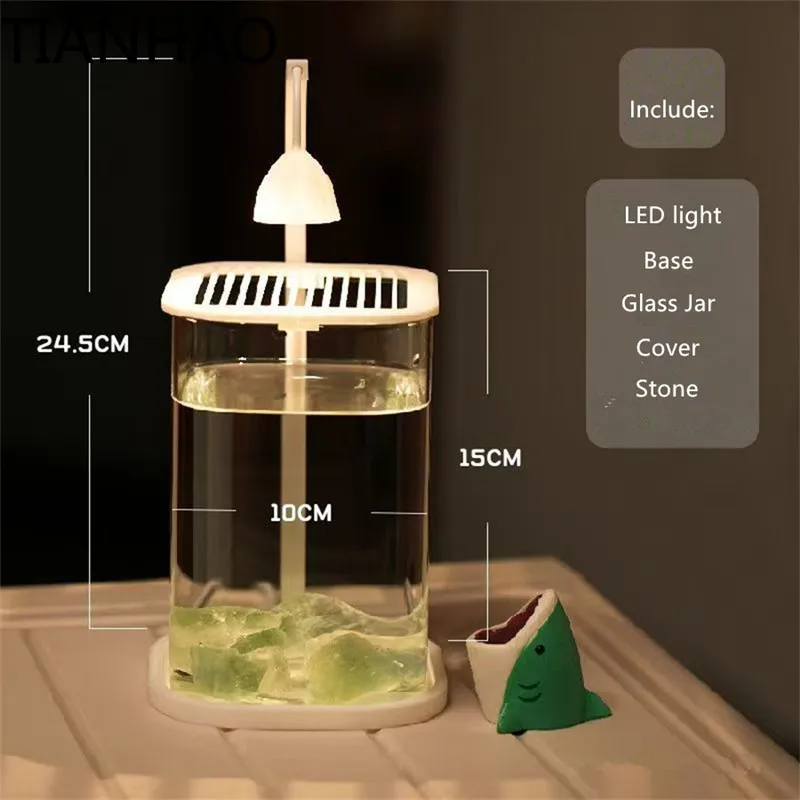 

Mini Desktop Glass Aquarium Fish Tank with LED Light For Betta