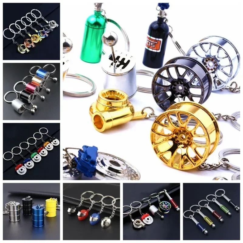 Mini Turbo Turbocharger Keychain Spinning Turbine Key Chain Ring Keyring Keyfob Car Keyring Car Interior Accessories