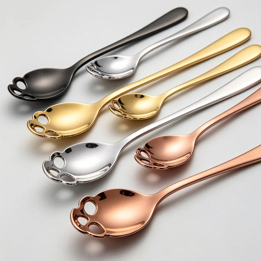 1pc Skull Hollow Cutout Stainless Steel Spoon, Novelty Metal Table Spoon for Dessert Sugar Home Kitchen Daily Use XJM