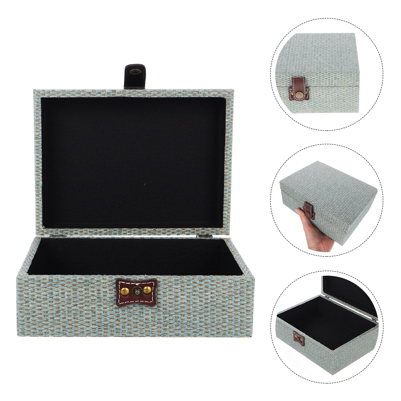 

Wooden Storage Box Large Capacity Natural Rectangular Jewelry Organizer For Mementos Documents Decorative Keepsake Chest Coin