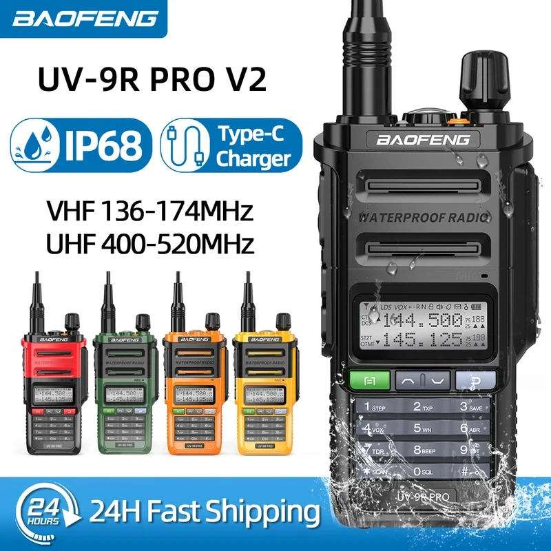 talkie-walkie-baofeng-uv-9r-pro-v2-–-10w-tri-power-etanche-ip68-chargeur-type-c-double-bande-vhf-uhf-longue-portee-radio-bidirectionnelle