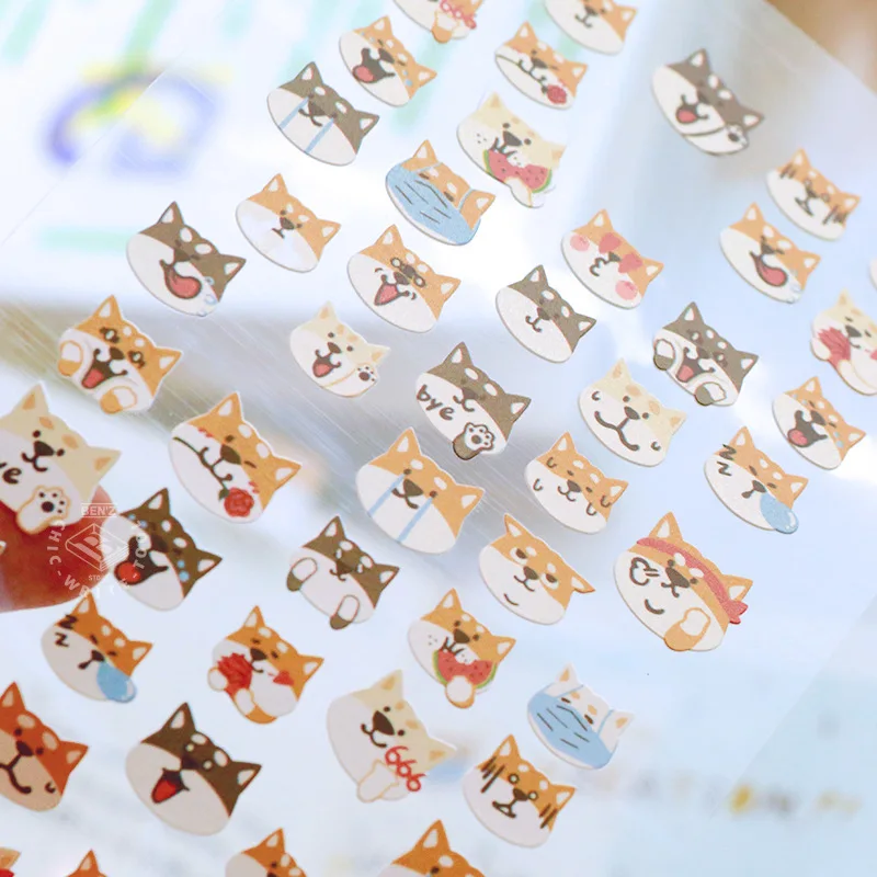 Kawaii Cat Shiba Inu Expressions Paper Stickers Scrapbooking Diy Journal Stationery Sticker Sheet Aesthetic Deco Supplies Gift