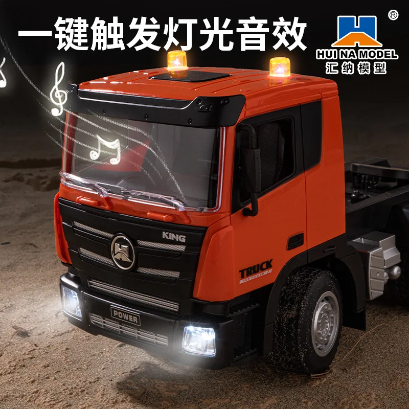 Flatbed truck, semi-trailer tractor, transporting engineering goods, excavators, children's toys