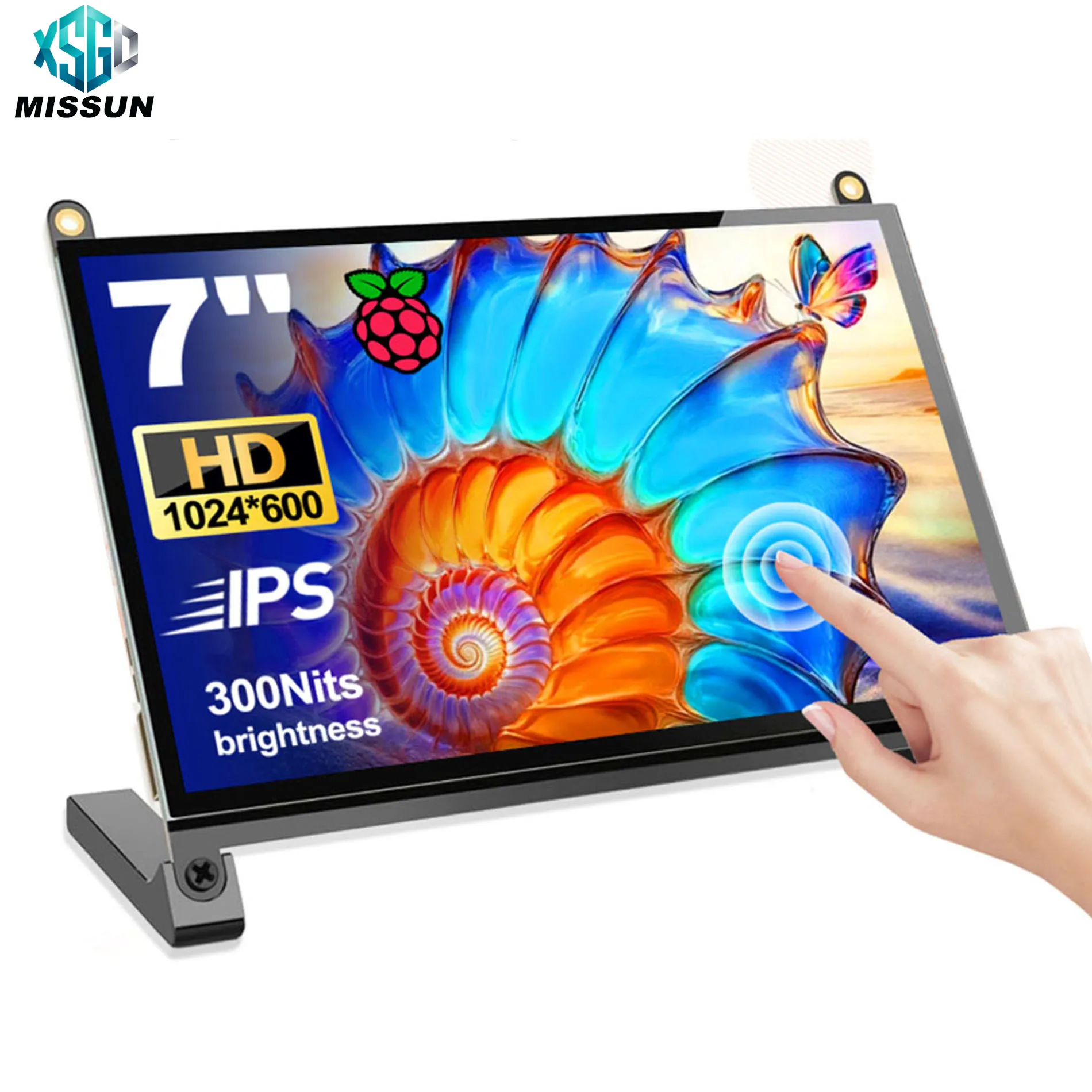 

HOWENS 7 Inch Raspberry Pi 4/3/2/B/B+/A+ Monitor 1024x600 IPS 5-Points Capacitive Touchscreen Drive HDMI Display For Win 7/8/10