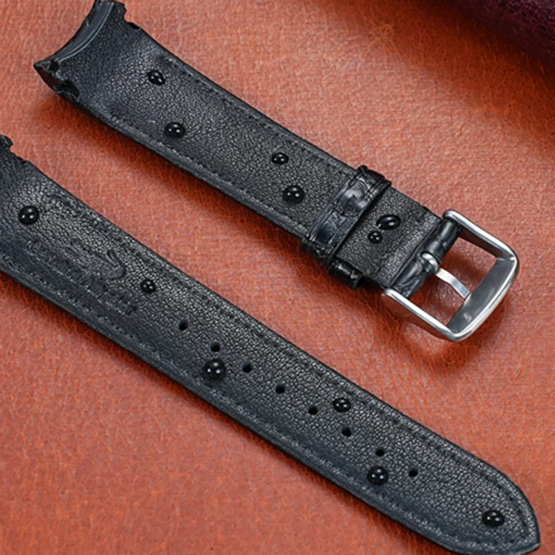 جلد التمساح قوس الفم حزام ساعة اليد لأوميغا رولكس أسود أخضر المياه شبح دايتونا قوس سلس جلد التمساح جلد ناعم وا