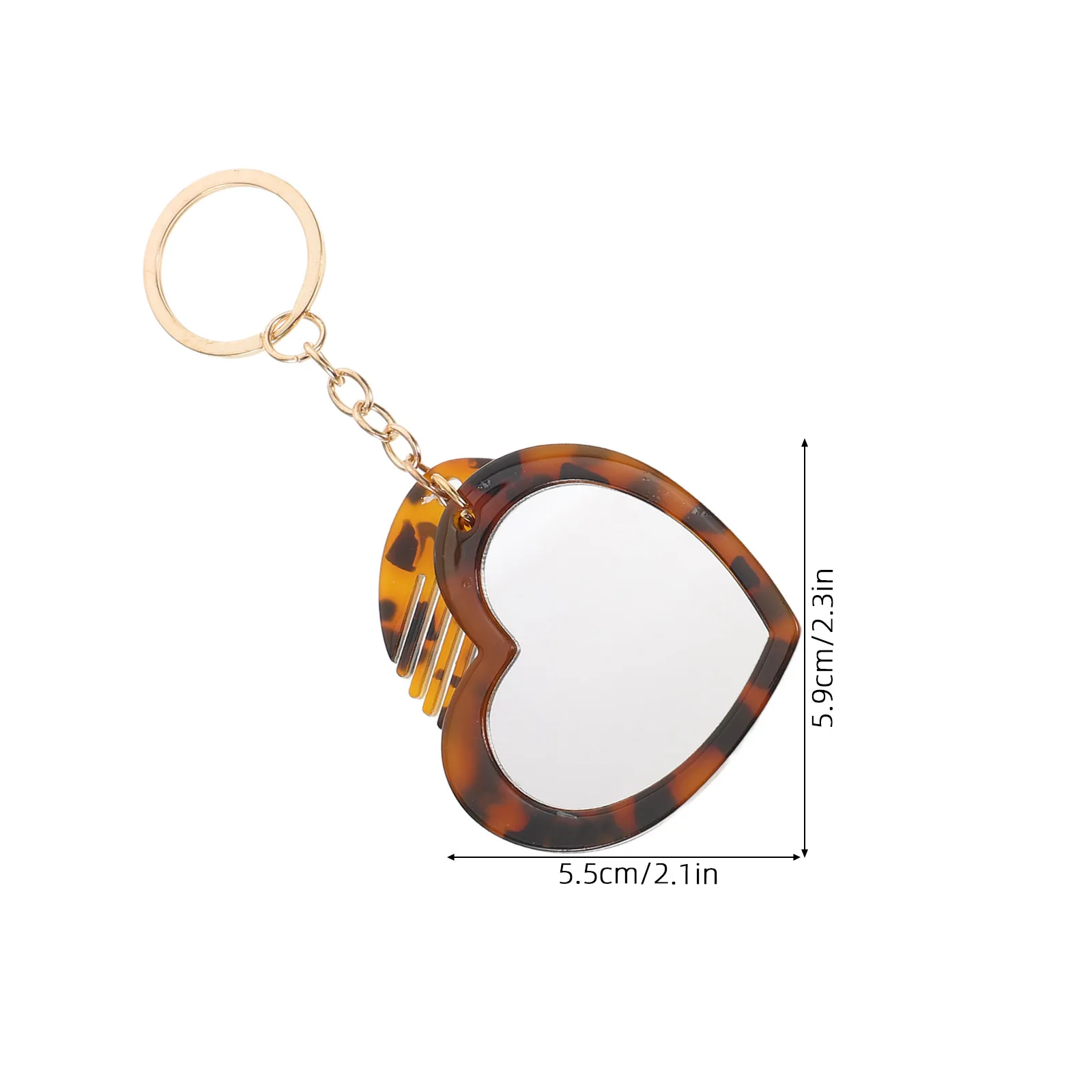2Sets Heart Shaped Makeup Mirror Keychain with Comb Small Portable Pocket Mirror for Women Travel Touch Up Purse Charm Gift