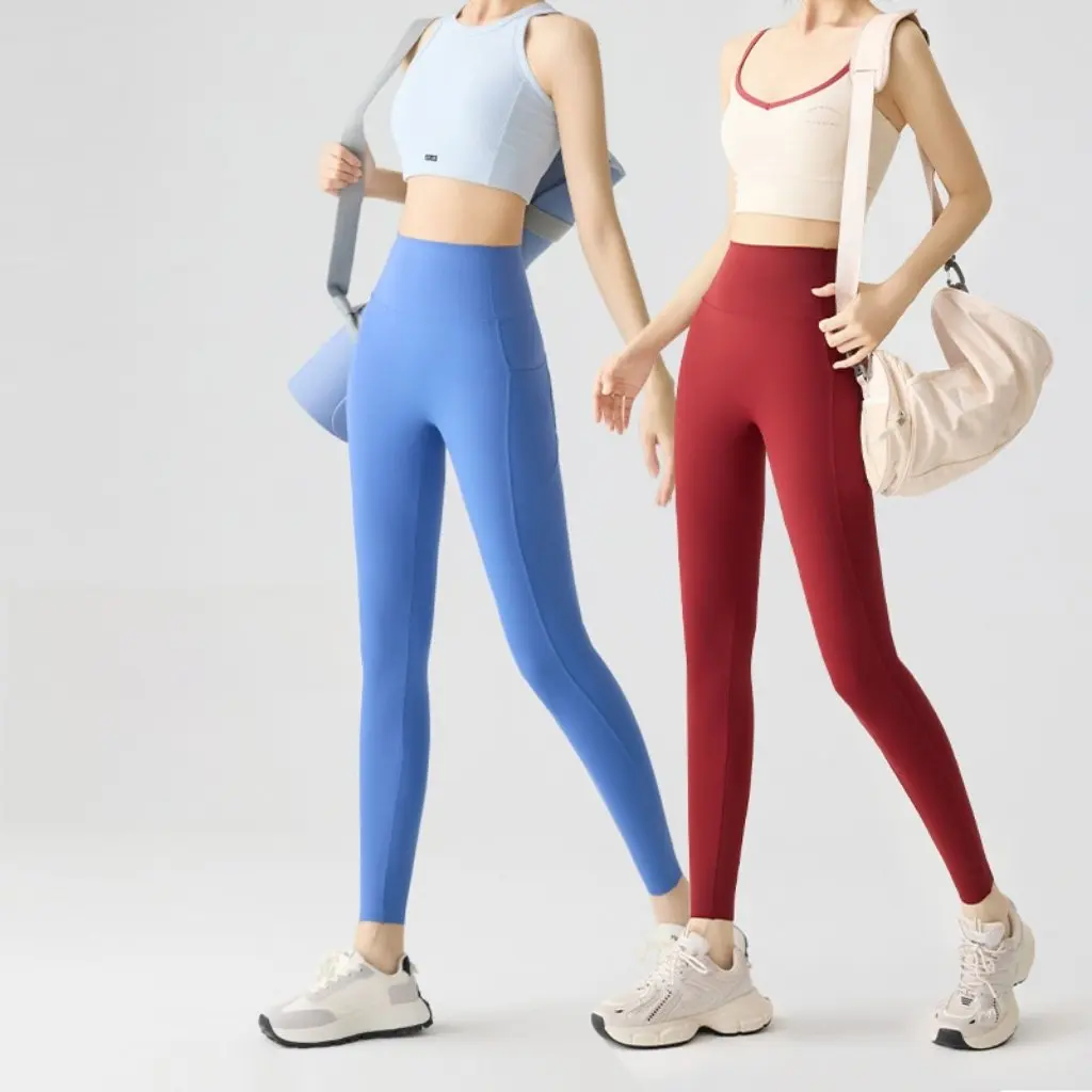 

Cloud-Like Ice Silk Pocket Yoga Pants Women's Summer Leggings Thin Butt Lifting Sports Tights Shark Pants