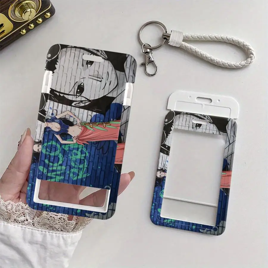 One Piece Nami Luffy 1Pc Card Holder Retractable Credit Card Holders Holders Child Bus with lanyard Bank ID Badge Cover Case