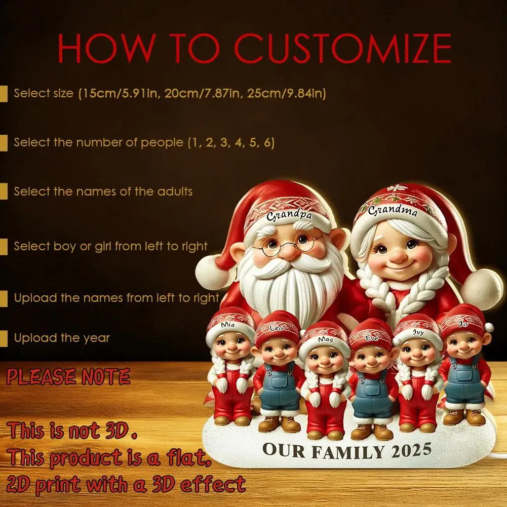 Personalized Light Box Grandparents And Grandkids With Name,Custom 3D Effect Christmas Light Box,Birthday Gifts For Grandma, Kid