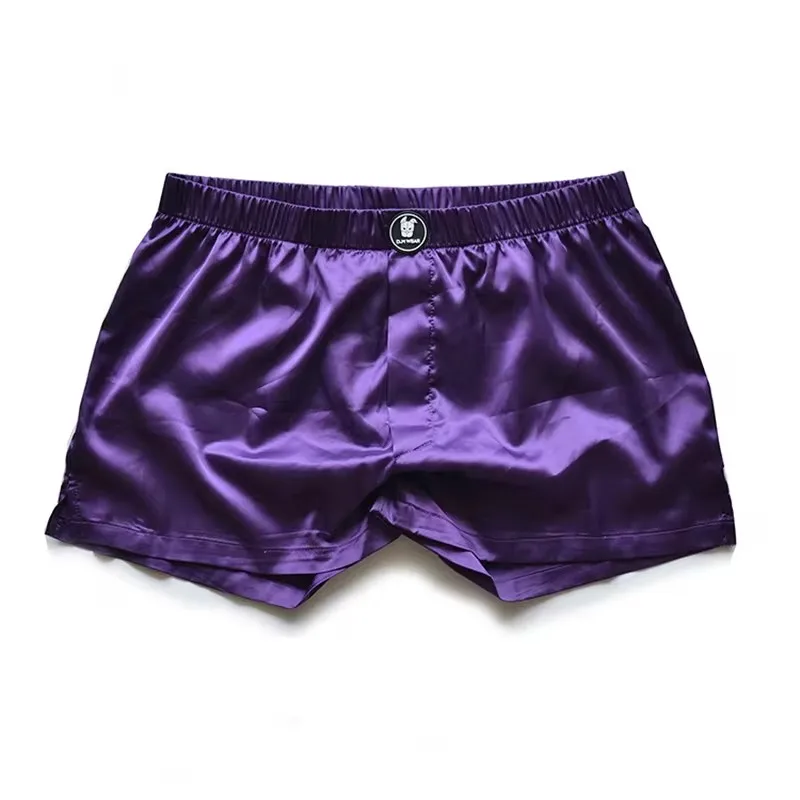 Męskie jedwabne gładkie seksowne bokserki bielizna z niskim stanem gorąca Cueca Masculino odzież wewnętrzna kalesony Stretch luźny krój bielizna nocna