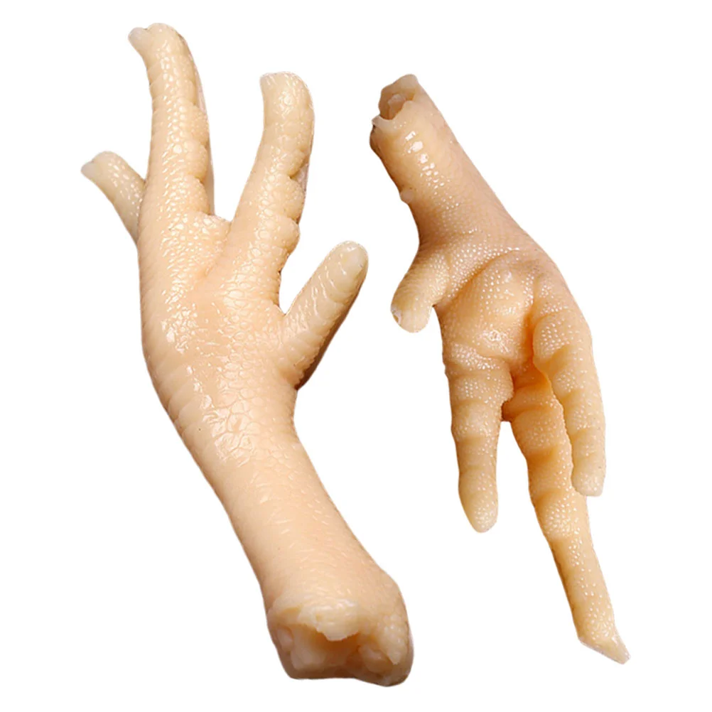 

2 Pcs Imitation Chicken Feet Fake Ornament Fish Tank Decorations Artificial Food Simulation Pvc Prop Model Novelty Child