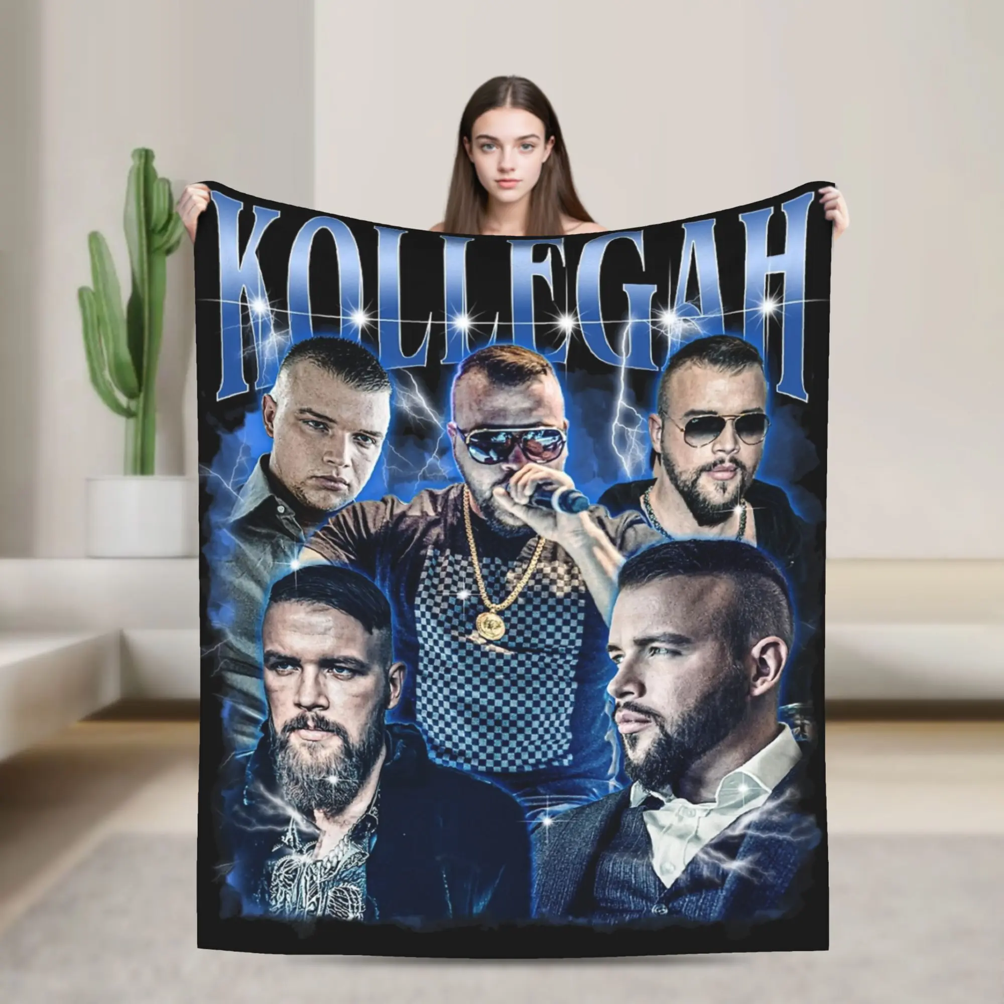 Kollegah German Rapper Blanket Fleece Textile Decor  Multi-function Soft Throw Blanket for Sofa Outdoor Bedspreads