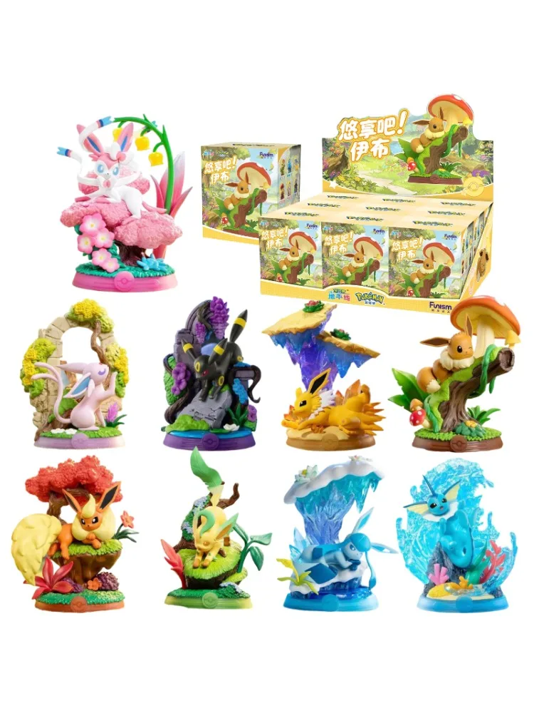 Anime Pokemon Funism Original Echte Eevee-Familien-Set Blindbox Flareon Umbreon Sylveon Actionfigur Sammlermodell Spielzeug Geschenk