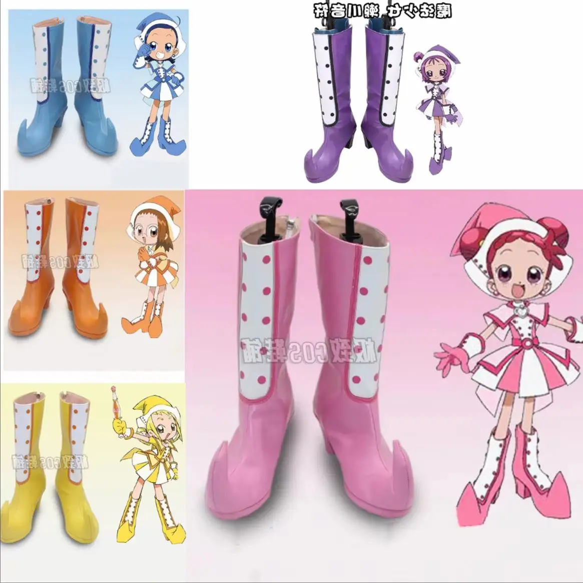 Magical DoReMi Asuka Momoko Hazuki Fujiwara Doremi Harukaze Onpu Segawa Aiko Senoo shoes Cosplay Boots Halloween Carnival Party