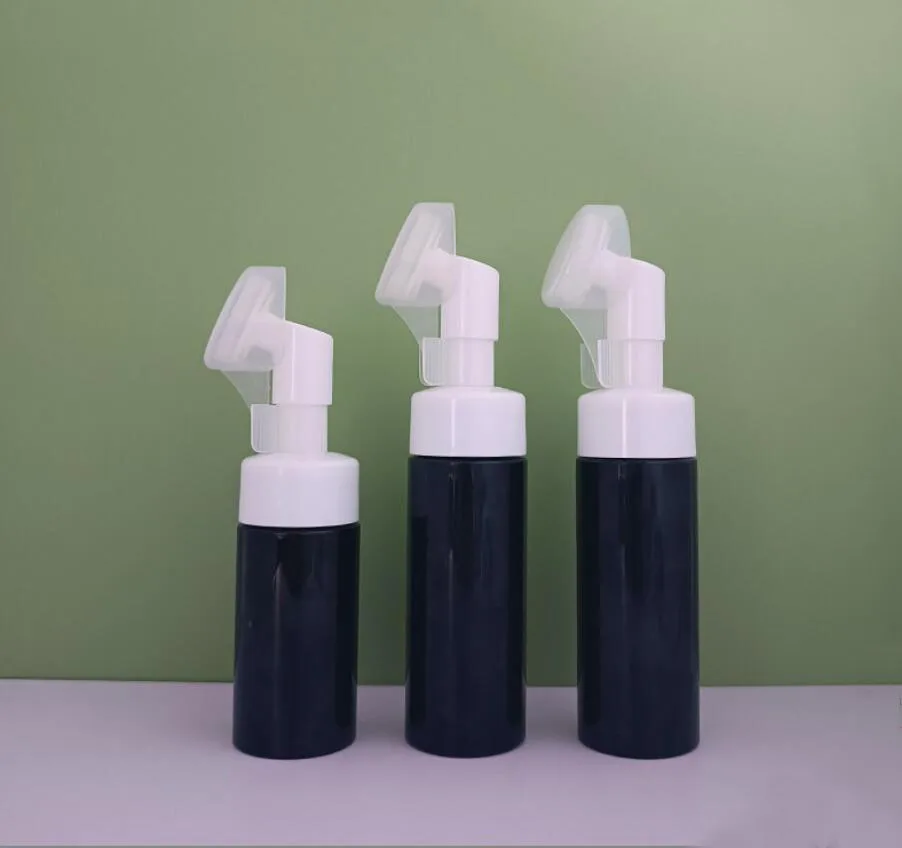 

100ML120ML150ML200ML250ML black plastic PET BOTTLE facial cleaning gel hand washing essence lotion emulsion brush foaming