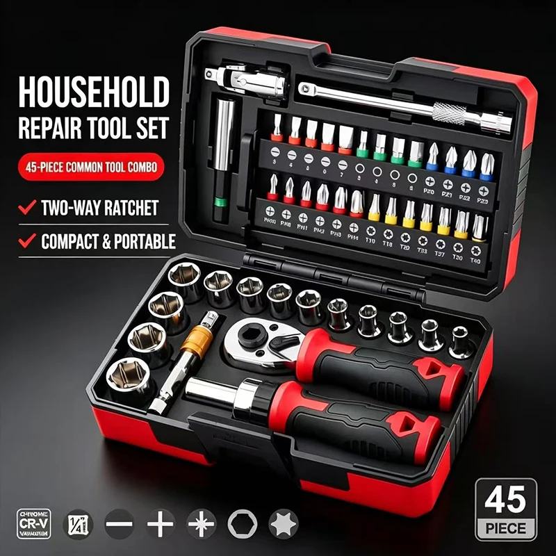 45PCS Motorcycle Repair Tool Set Ratchet Socket Wrench Kit For BMW R1200GS R1250GS R1300GS F900 R XR GS K1600 GT GTL Accessories