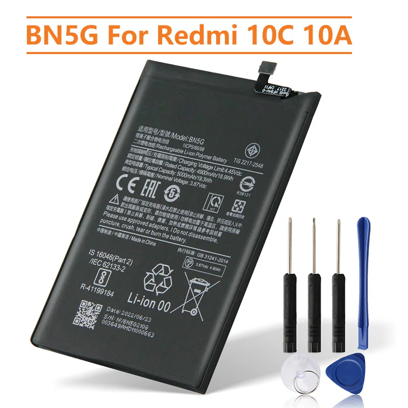 Replacement Battery BN5G For Xiaomi Redmi 10C 10A Rechargeable Phone Battery 6000mAh with Tools