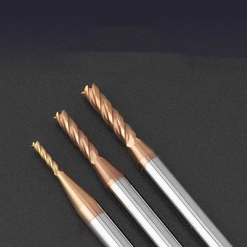 5PCS HRC55 Precision 4MM 6MM Miniature Carbide Reducing Milling Cutters Tungsten Lengthening CNC End Mill Long Neck Endmills