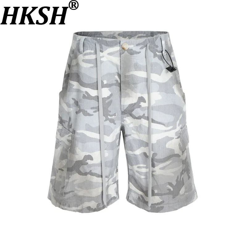 

HKSH новые летние мужские повседневные шорты с завязками и карманами, камуфляжные брюки-карго с карманами, тактические шикарные капри HK9618
