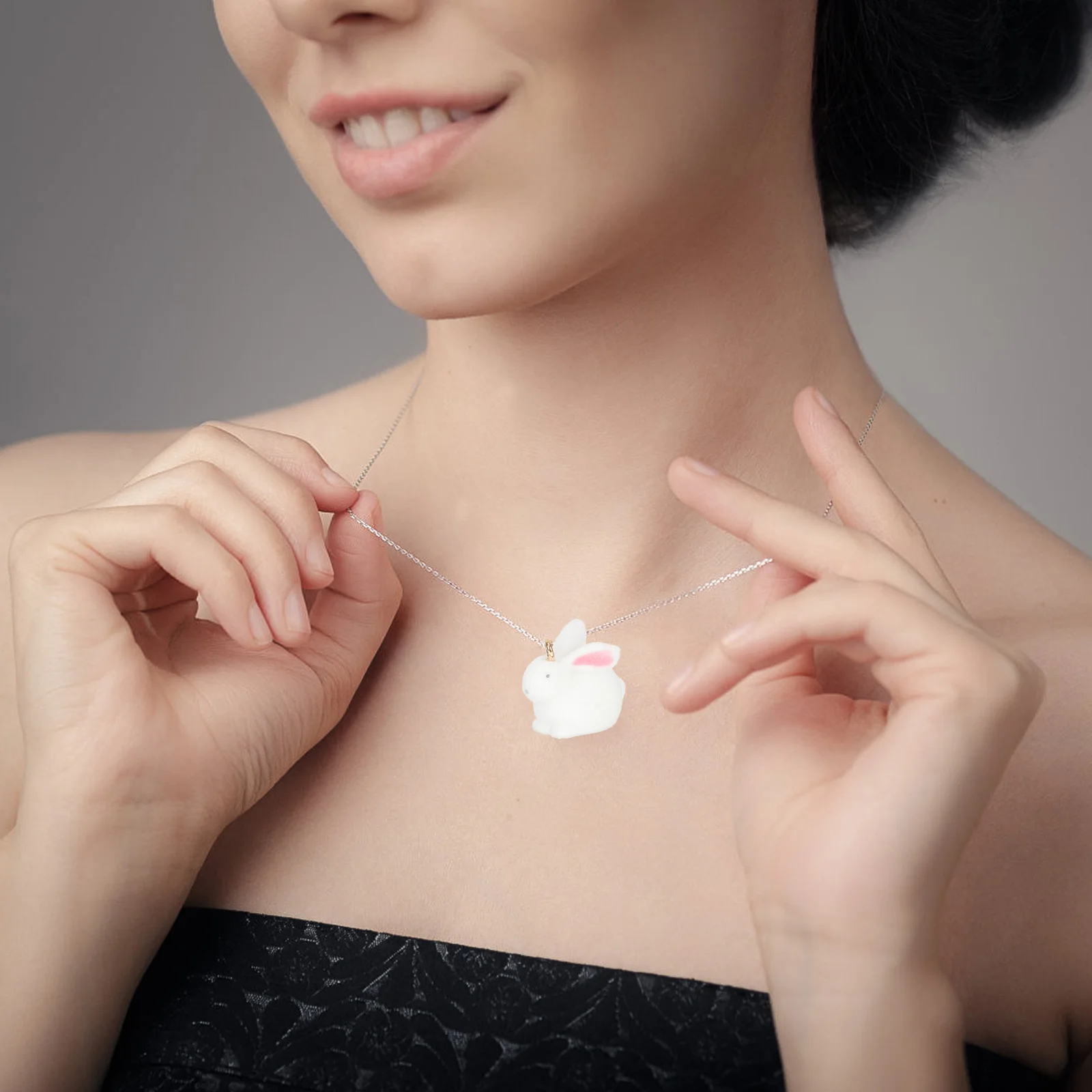 

10 Pcs Rabbit Charms Keychain Flocking Resin Durable Light Cute DIY Jewelry Making Pendant Necklace Decor Accessories
