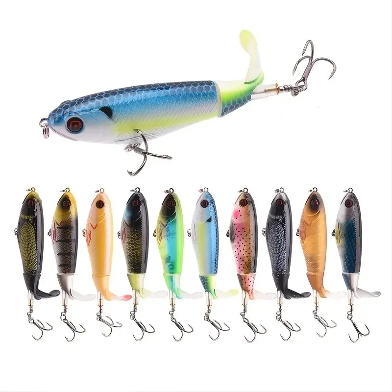 Iscas de Pesca com Cauda Rotativa Flutuante, Iscas de Superfície para Água Doce e Salgada, para Carpa, Robalo e Lúcio, 10.5cm/17g