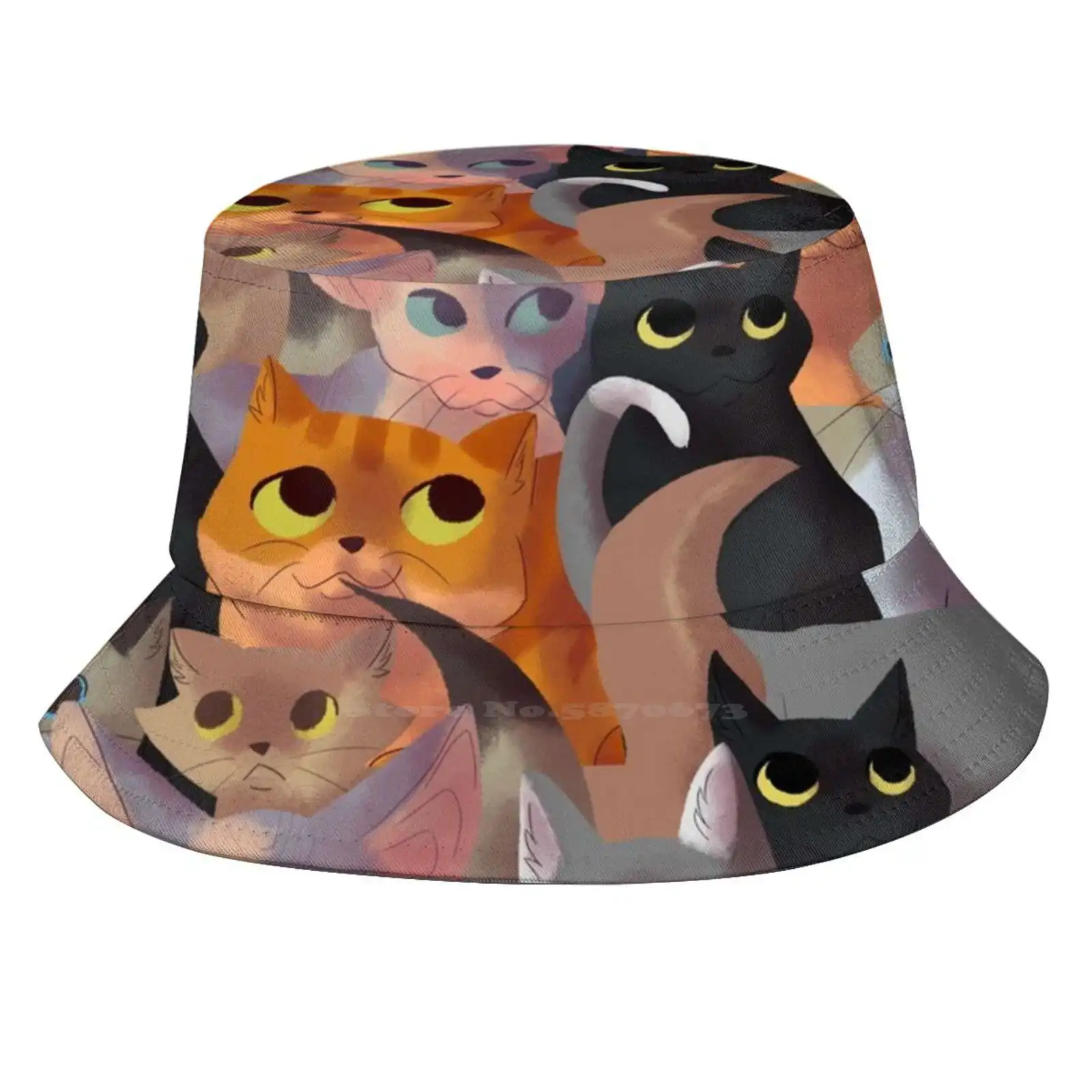 Lotsa Cats Print Bucket Hats Sun Cap Cats Felines Cat Pattern Kittens Cat Lover Cute Cat Funny Cat Sphynx Cat Furry Animals