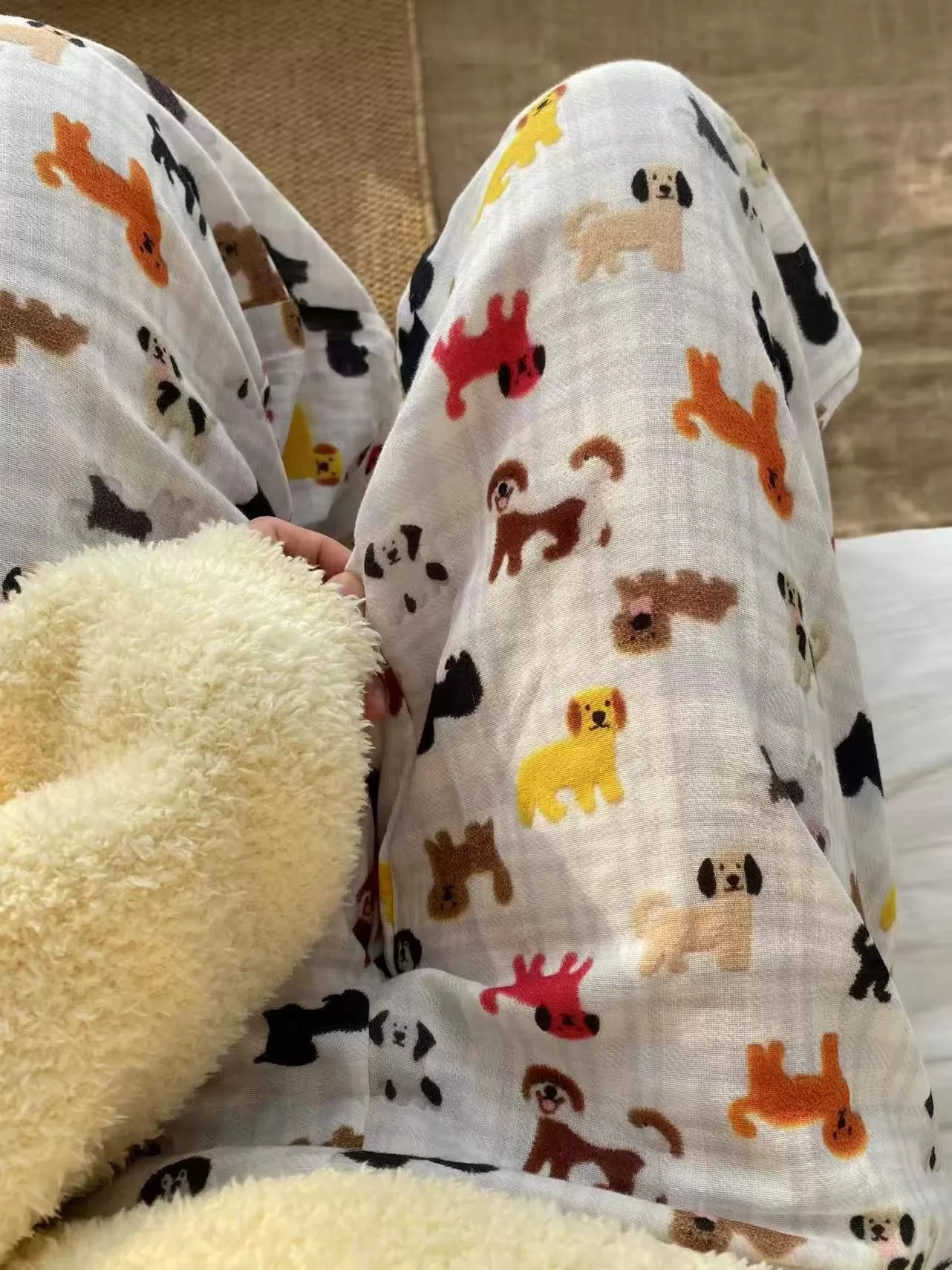 2025 Spring New Cotton Double-layer Yarn Loose Comfortable Pajama Pants Pure Cotton Cute Casual Soft  Wearable Home Pants