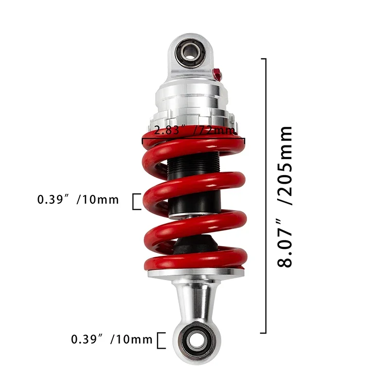 POSSBAY 205mm Motorcycle Shock Absorber Red Universal Motorbike Scooters Adjustable Air Absorbers for Yamaha Y15/Y15ZR