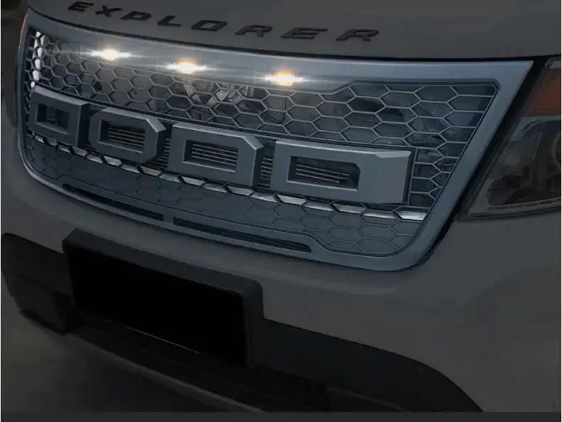 

Front Bumper Mesh Grille Grills Honeycomb Mesh With LED Lights For Ford Explorer 2012 2013 2014 2015